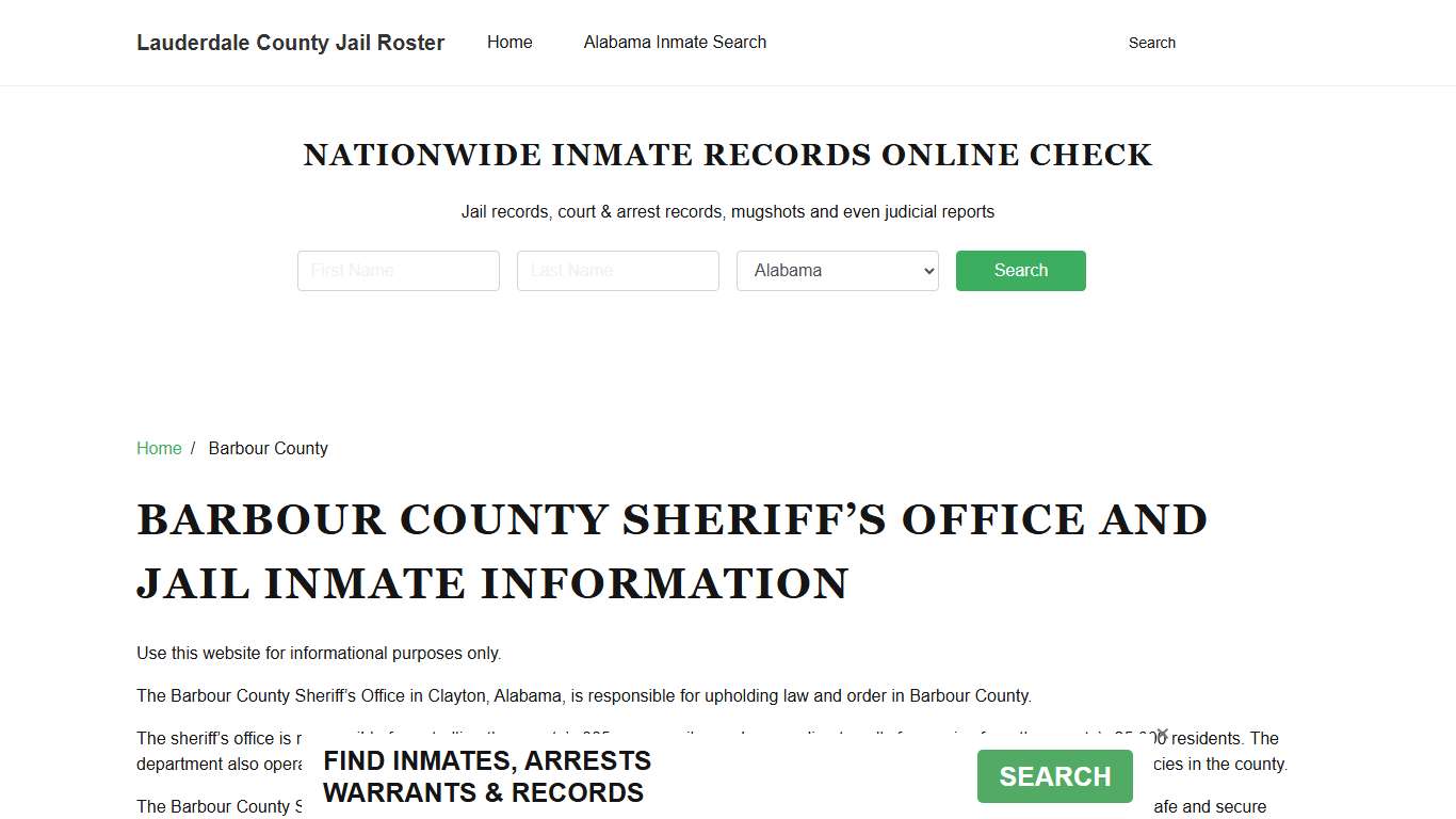 Barbour County Sheriff, AL, Jail Inmate Search, Recent Arrests